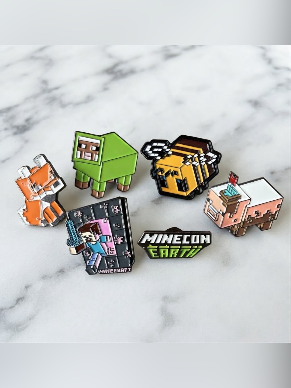 Minecraft Minecon Earth Exclusive 6-Piece Enamel Pin Set - Rare Collectible